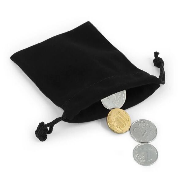 Set of 10 Luxury Velvet Drawstring Bags Pouches.  Black. 3 3/4" high x 3" wide. - Picture 8 of 9
